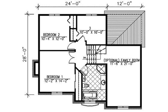 Floor Plan - Upper Floor for European House Plan #138-295 - 3 bed, 1.5 bath