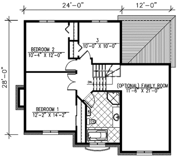 Floor Plan - Upper Floor for European House Plan #138-295 - 3 bed, 1.5 bath
