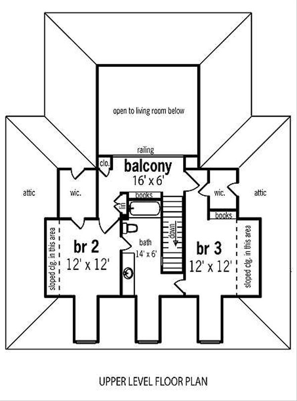 Architectural House Design - Traditional Floor Plan - Upper Floor Plan #45-290