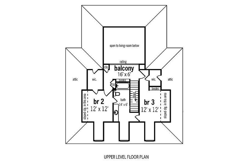 Architectural House Design - Floor Plan - Upper Floor for Traditional House Plan #45-290 - 3 bed, 2.5 bath