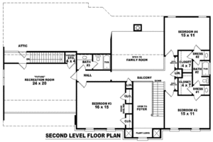 Floor Plan - Upper Floor for European House Plan #81-1054 - 4 bed, 3.5 bath