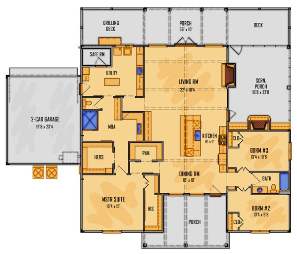 Dream House Plan - Cabin Floor Plan - Main Floor Plan #1081-42