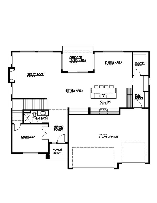 Home Plan - Farmhouse Floor Plan - Main Floor Plan #569-57