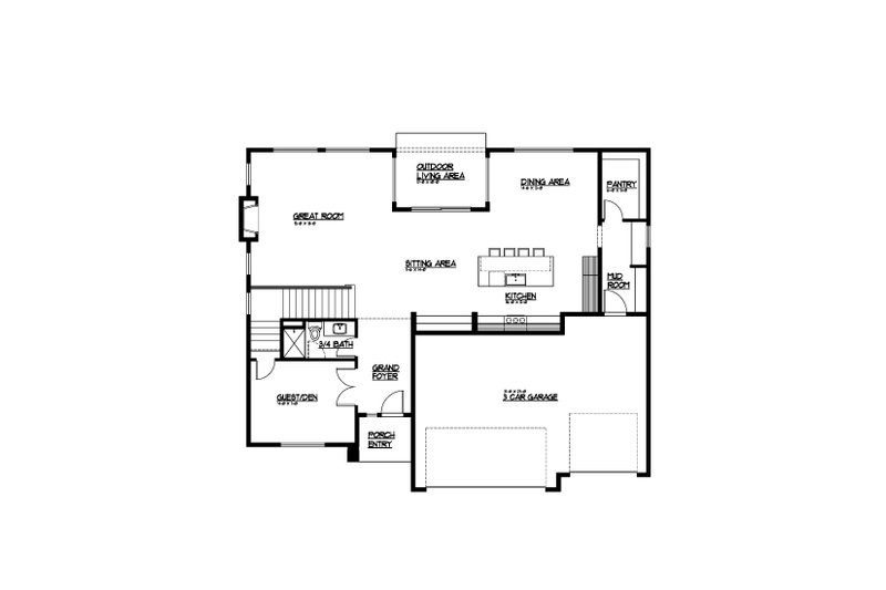 Dream House Plan - Floor Plan - Main Floor for Farmhouse House Plan #569-57 - 5 bed, 3 bath