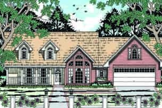 Exterior - Front Elevation for Mediterranean House Plan #42-296 - 3 bed, 2 bath