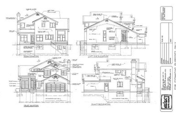 Exterior - Rear Elevation for European House Plan #47-216 - 3 bed, 3 bath