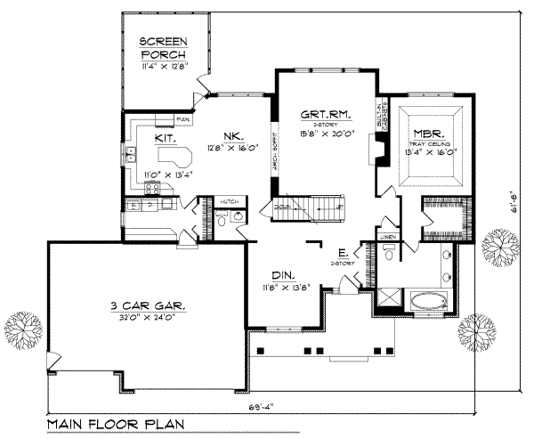 Home Plan - Traditional Floor Plan - Main Floor Plan #70-383