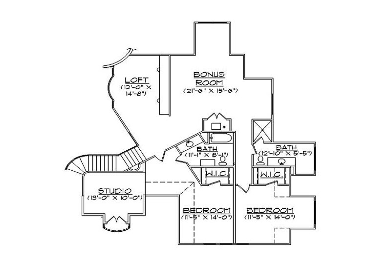 Dream House Plan - Floor Plan - Upper Floor for European House Plan #5-444 - 5 bed, 6 bath