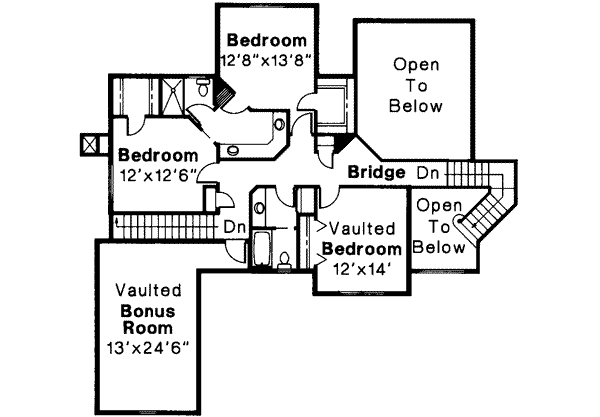 European Floor Plan - Upper Floor Plan #124-304