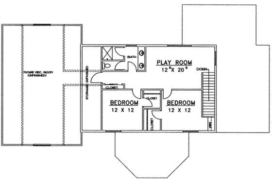 Floor Plan - Upper Floor for Traditional House Plan #117-274 - 4 bed, 3 bath