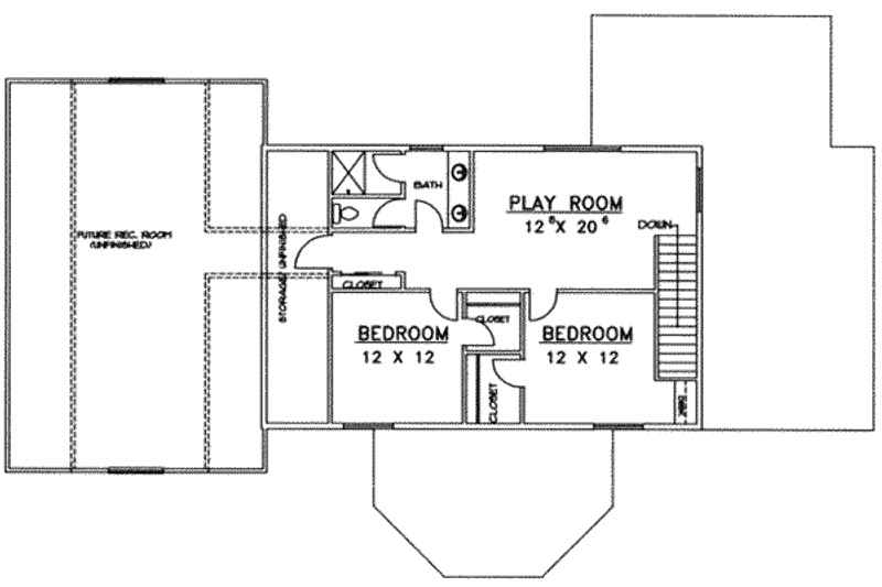 Architectural House Design - Floor Plan - Upper Floor for Traditional House Plan #117-274 - 4 bed, 3 bath