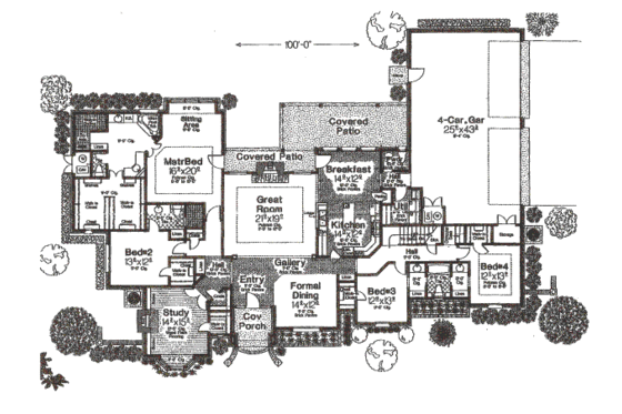Floor Plan - Main Floor for European House Plan #310-334 - 4 bed, 3.5 bath