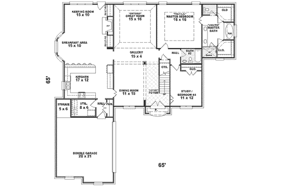Floor Plan - Main Floor for European House Plan #81-340 - 4 bed, 3 bath