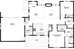 Floor Plan - Main Floor for Craftsman House Plan #895-57 - 2 bed, 2 bath