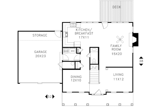 Floor Plan - Main Floor for Colonial House Plan #56-146 - 4 bed, 2.5 bath