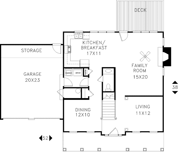 Architectural House Design - Colonial Floor Plan - Main Floor Plan #56-146