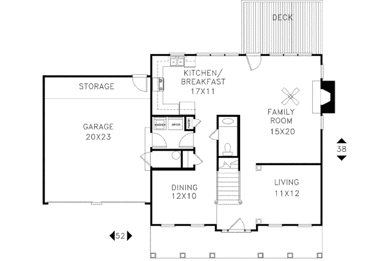 Home Plan - Floor Plan - Main Floor for Colonial House Plan #56-146 - 4 bed, 2.5 bath