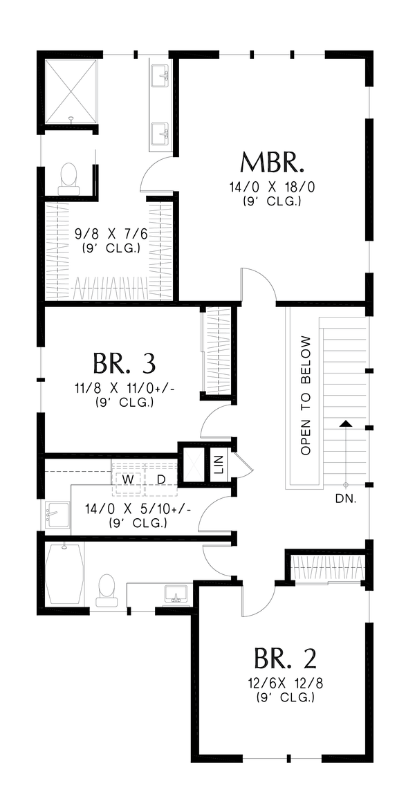House Blueprint - Contemporary Floor Plan - Upper Floor Plan #48-1144