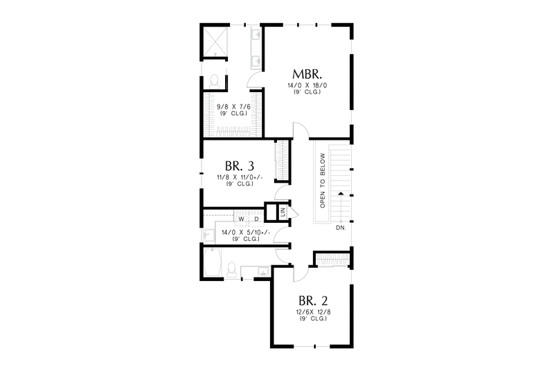 House Blueprint - Floor Plan - Upper Floor for Contemporary House Plan #48-1144 - 3 bed, 2.5 bath