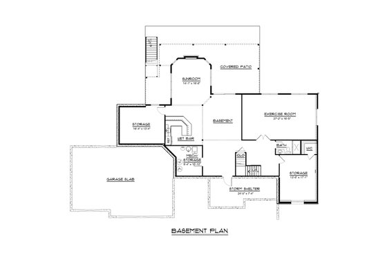 Floor Plan - Lower Floor for Craftsman House Plan #1064-71 - 3 bed, 2.5 bath