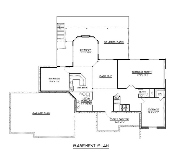 Architectural House Design - Craftsman Floor Plan - Lower Floor Plan #1064-71
