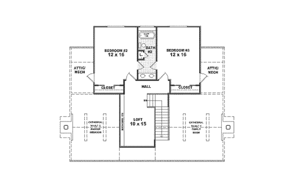 Floor Plan - Upper Floor for Country House Plan #81-109 - 3 bed, 2.5 bath