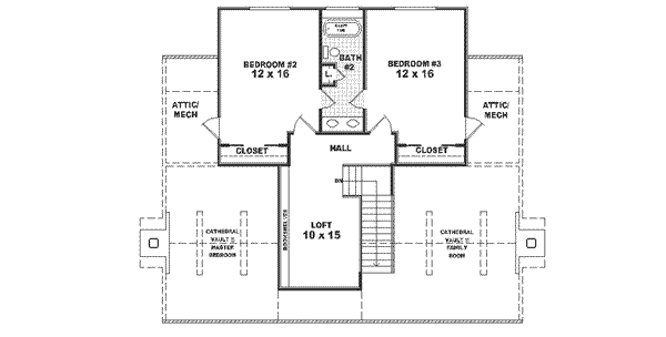 Country Floor Plan - Upper Floor Plan #81-109