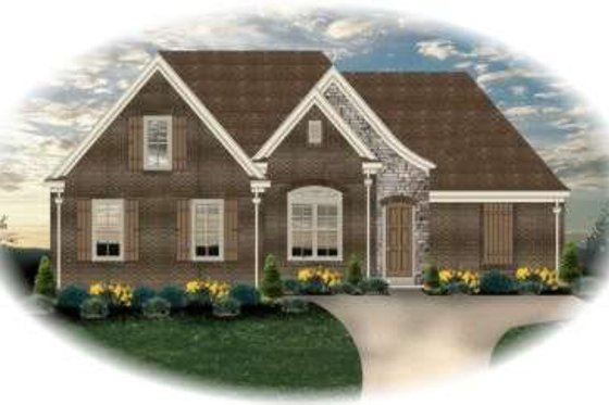 Exterior - Front Elevation for European House Plan #81-1464 - 3 bed, 2 bath