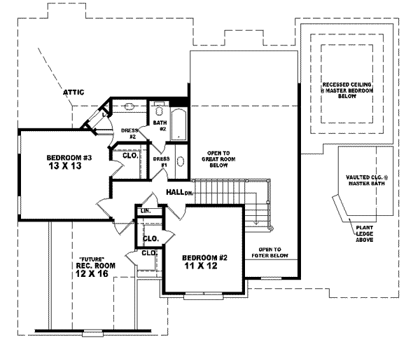 Colonial Floor Plan - Upper Floor Plan #81-537