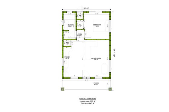 Floor Plan - Main Floor for Traditional House Plan #1106-128 - 1 bed, 1 bath