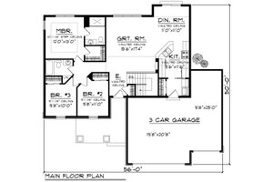 Floor Plan - Main Floor for Craftsman House Plan #70-1159 - 3 bed, 2 bath