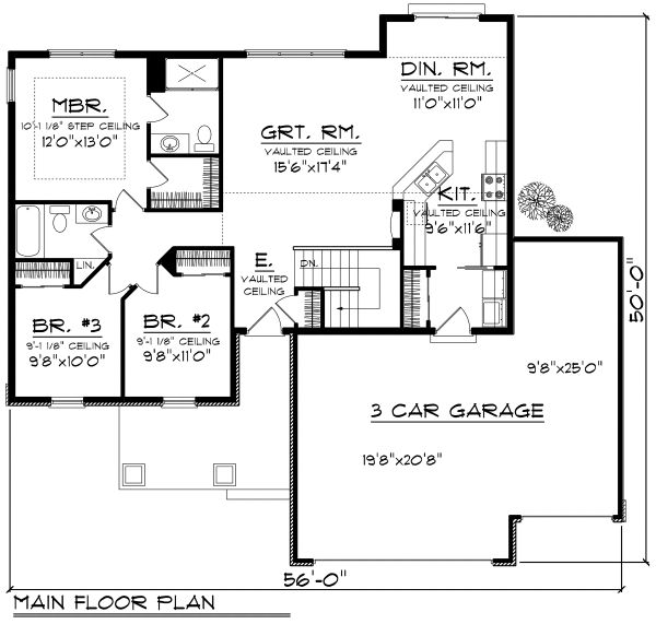 Craftsman Floor Plan - Main Floor Plan #70-1159