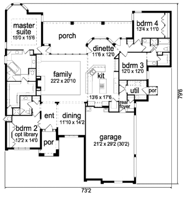 Dream House Plan - Traditional Floor Plan - Main Floor Plan #84-387