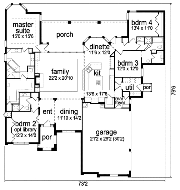 Architectural House Design - Traditional Floor Plan - Main Floor Plan #84-387