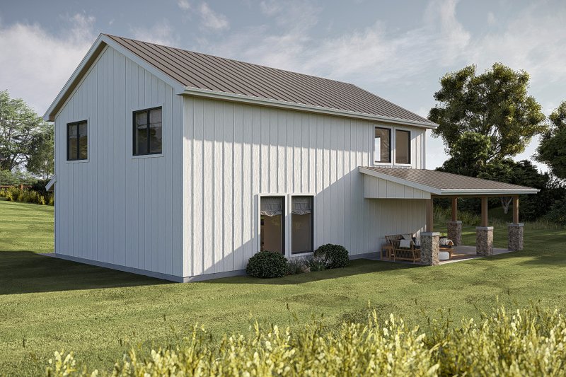 Dream House Plan - Exterior - Rear Elevation for Barndominium House Plan #455-595 - 2 bed, 2.5 bath