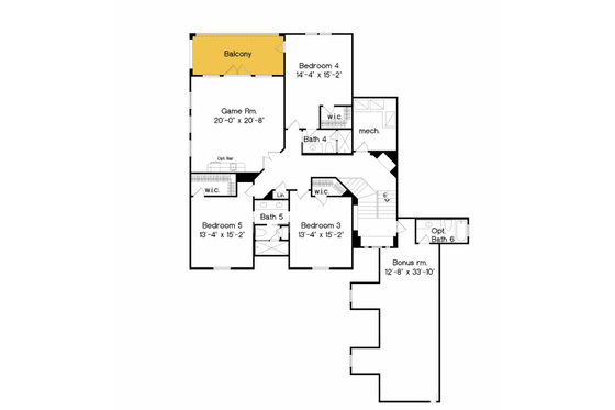 Floor Plan - Upper Floor for Mediterranean House Plan #135-212 - 6 bed, 6.5 bath