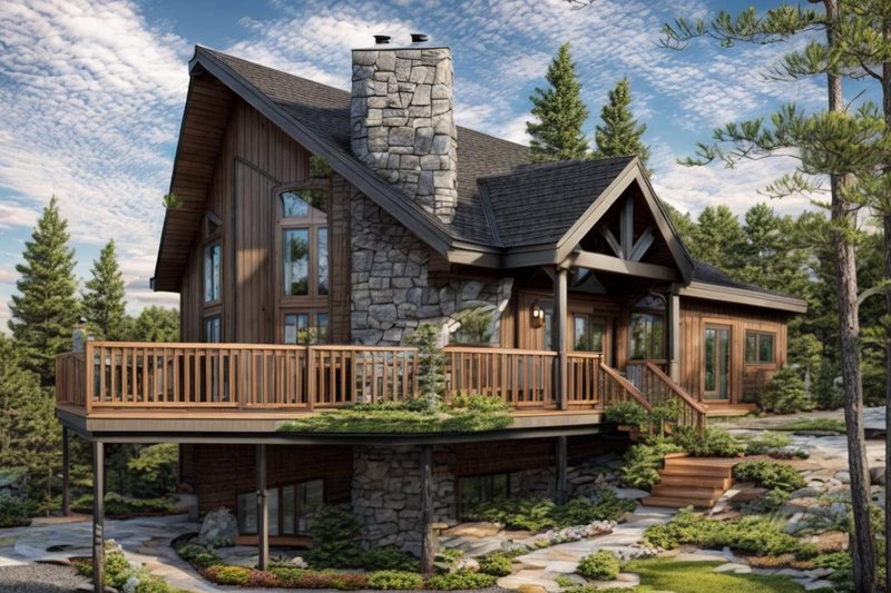 Cabin Style House Plan - 3 Beds 2 Baths 1468 Sq/Ft Plan #3-290