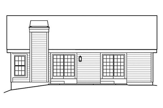 Exterior - Rear Elevation for Ranch House Plan #57-382 - 3 bed, 2 bath
