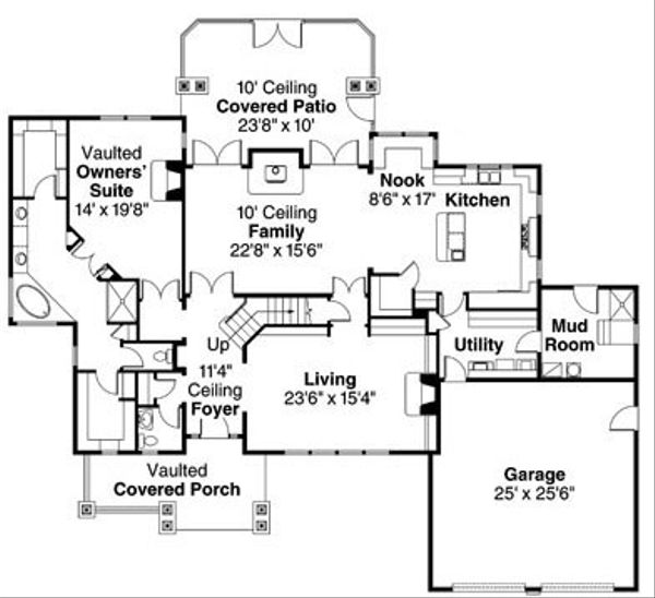 Dream House Plan - Craftsman Floor Plan - Main Floor Plan #124-778