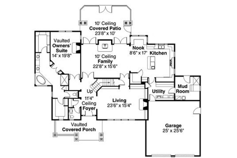 Home Plan - Floor Plan - Main Floor for Craftsman House Plan #124-778 - 3 bed, 3.5 bath