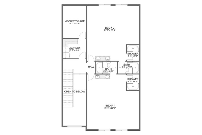 House Design - Floor Plan - Upper Floor for Farmhouse House Plan #1060-347 - 4 bed, 4.5 bath