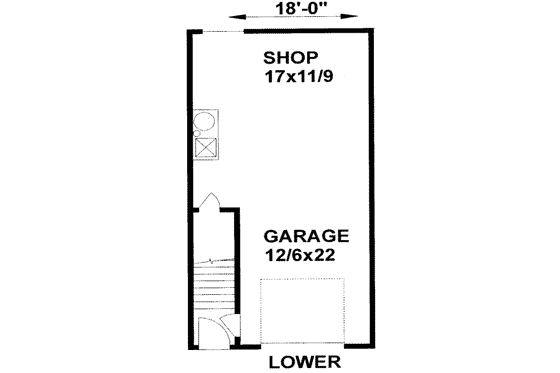 Floor Plan - Lower Floor for European House Plan #303-368 - 2 bed, 2.5 bath