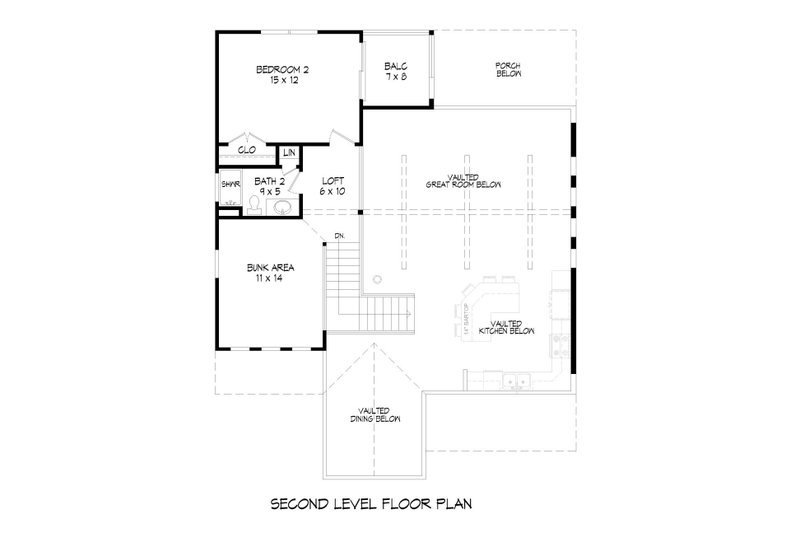 House Blueprint - Floor Plan - Upper Floor for Country House Plan #932-9 - 2 bed, 2 bath