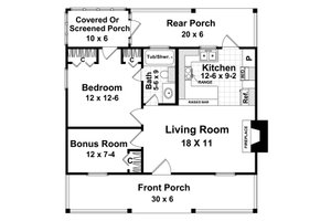 Floor Plan - Main Floor for Cabin House Plan #21-108 - 1 bed, 1 bath