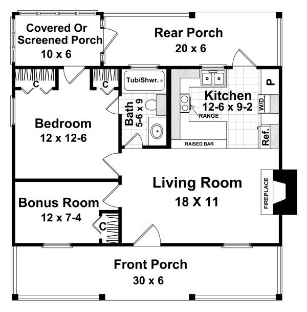 Cabin Floor Plan - Main Floor Plan #21-108