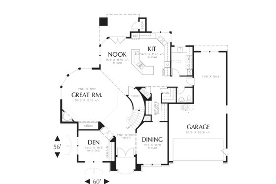 Floor Plan - Main Floor for European House Plan #48-546 - 4 bed, 2.5 bath