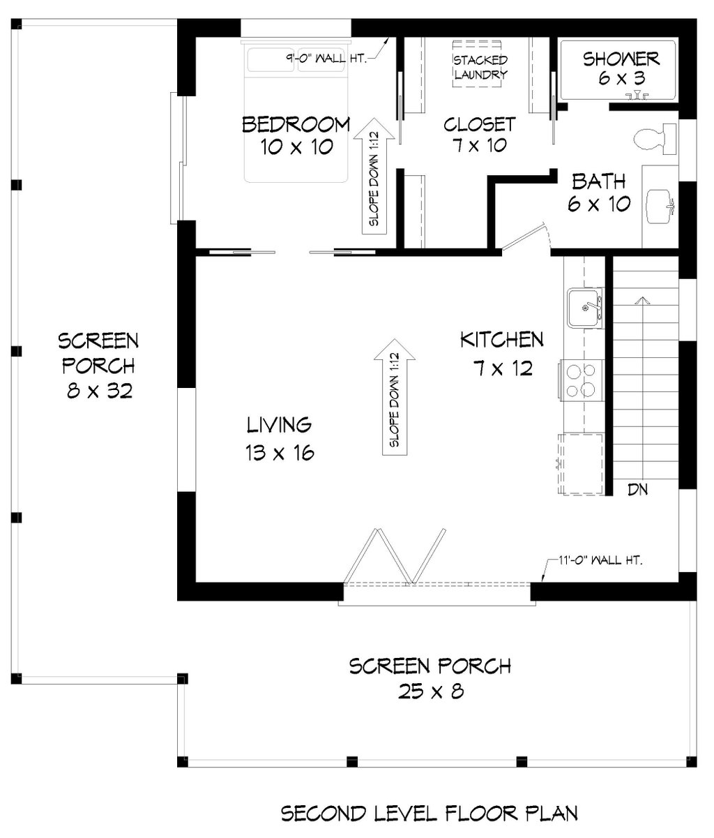 Modern Style House Plan 1 Beds 1 Baths 783 Sqft Plan 932 689 