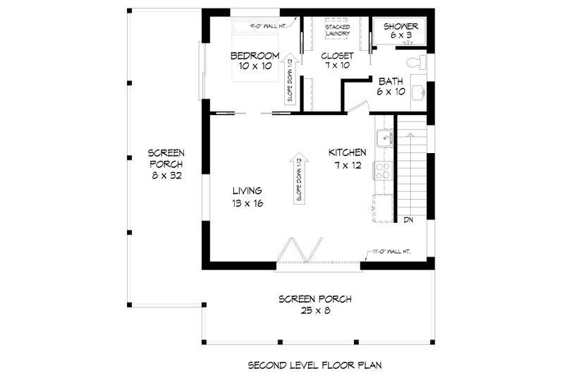 Home Plan - Floor Plan - Upper Floor for Modern House Plan #932-689 - 1 bed, 1 bath