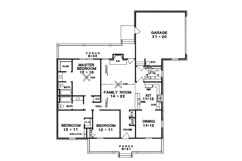 House Plan Design - Floor Plan - Main Floor for Victorian House Plan #14-131 - 3 bed, 2 bath