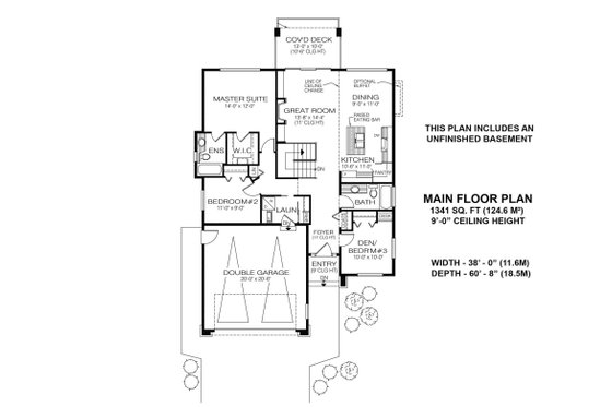 Floor Plan - Main Floor for Contemporary House Plan #1100-45 - 3 bed, 2 bath
